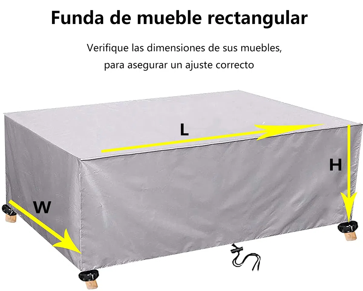 Funda Mesa Jardin Impermeable Varios tamaños 420D Oxford Rectangular Cubre Mueble Jardin Funda Impermeable Anti-UV Resitente al Polvo para Muebles de Exterior sillas mesas Plata 220x90x80cm