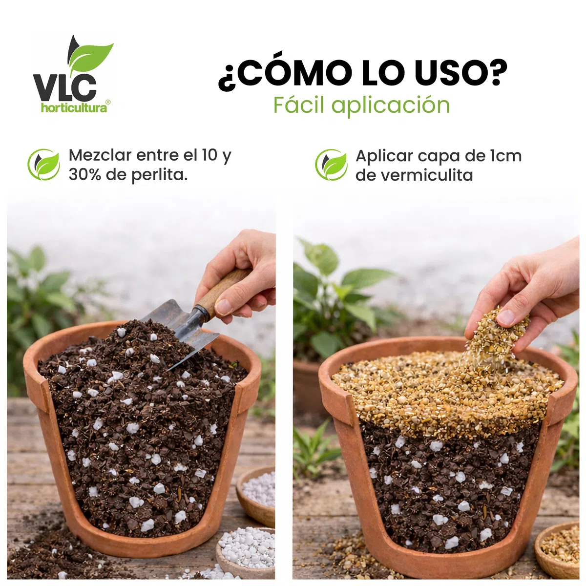 Pack Perlita + Vermiculita VLC Horticultura | Mejora Aireación y Retención de Humedad del Sustrato | Ideal para Semilleros, Macetas y Trasplantes | Minerales Naturales para Jardinería (100+100L)