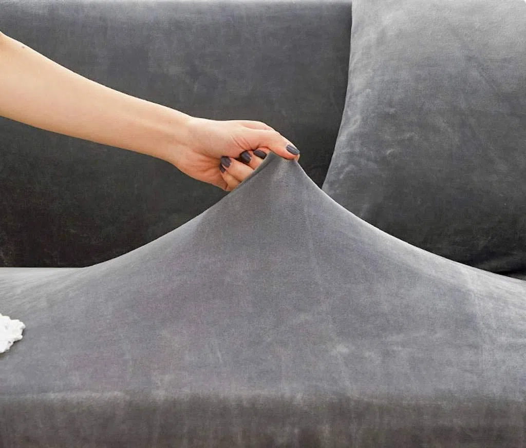 Fundas De Sofá Gruesas 1 2 3 Seater Terciopelo En Forma De L Funda para Sofá Funda De Tela Elástica Elástica De Ajuste Fácil Protector De Muebles para Sofá-3 plazas(190-230cm)-Gris