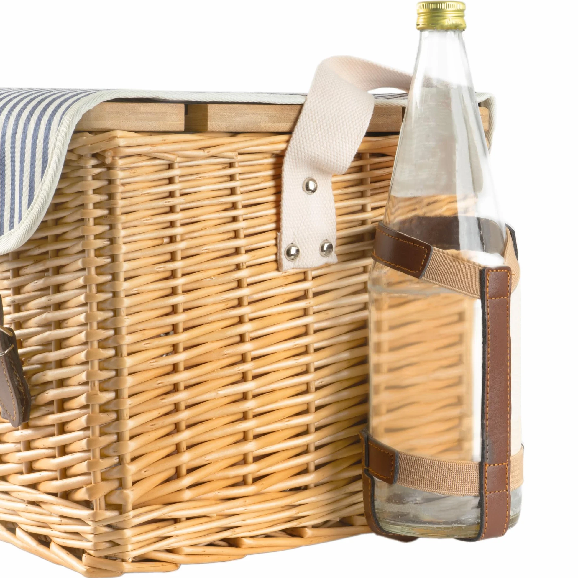 CampFeuer Cesta de Mimbre para Picnic con Correas de Polipiel | 4 Personas | 25 Piezas | Set de Picnic con Platos de Cerámica, Cubiertos, Copas, Manta de Picnic, Mesa y Mucho Más