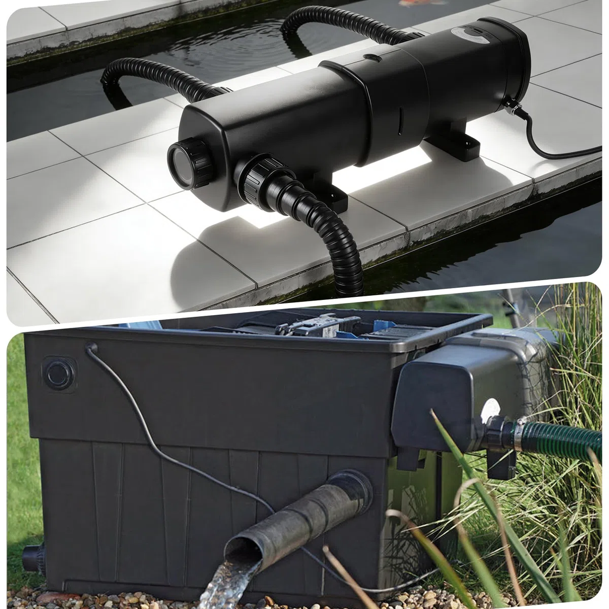 CPROSP Clarificador UV Estanque 1500l/h | Esterilizador UV-C 9W | Adaptadores 19-38mm | Cable 3m | IP44