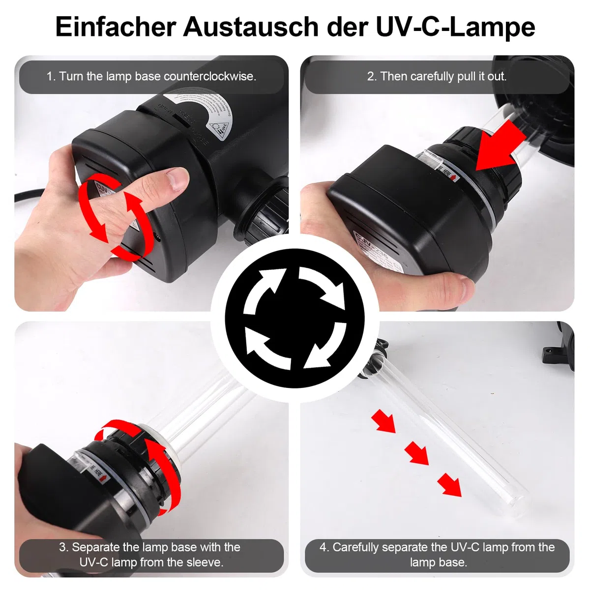 CPROSP Clarificador UV Estanque 1500l/h | Esterilizador UV-C 9W | Adaptadores 19-38mm | Cable 3m | IP44