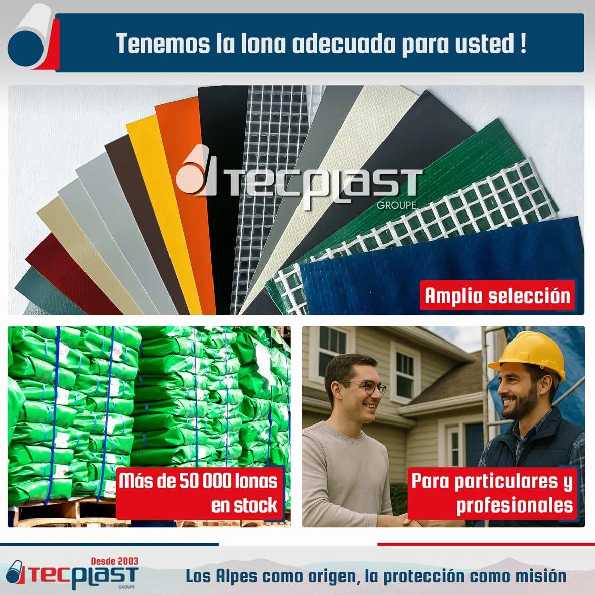Lona Impermeable 5x8 m - TECPLAST - SR150MU - Azul y Verde Lona Exterior con Ojales - Anti Rayos UV