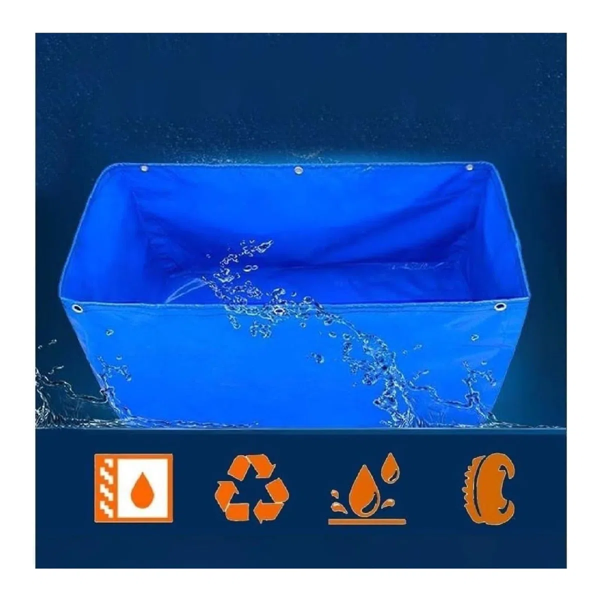 Estanque de jardín, Estanque Plegable para Peces, Tanque Temporal de Lona Impermeable, Piscina de Almacenamiento de Agua con Lona Resistente de 0,5 mm para Peces de Agua Salada, Tortugas koi con DREN