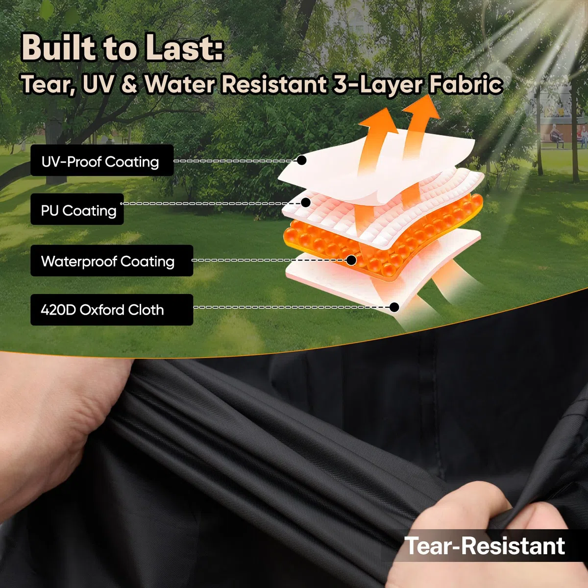 NEVERLAND Funda para cortacésped, ajuste universal, 72 x 54 x 46 pulgadas, cubierta impermeable y resistente al viento para tractor con hebillas y correas, poliuretano Oxford resistente para