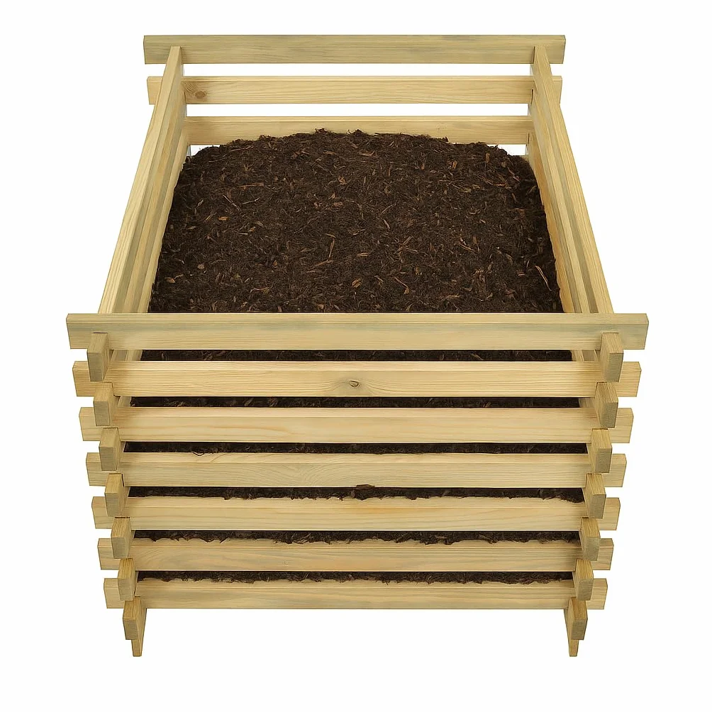 Compostador De Jardín De Madera 100x70x100 cm Compostador De Tablas Sistema De Compostaje Exterior Resistente A La Intemperie 600 L