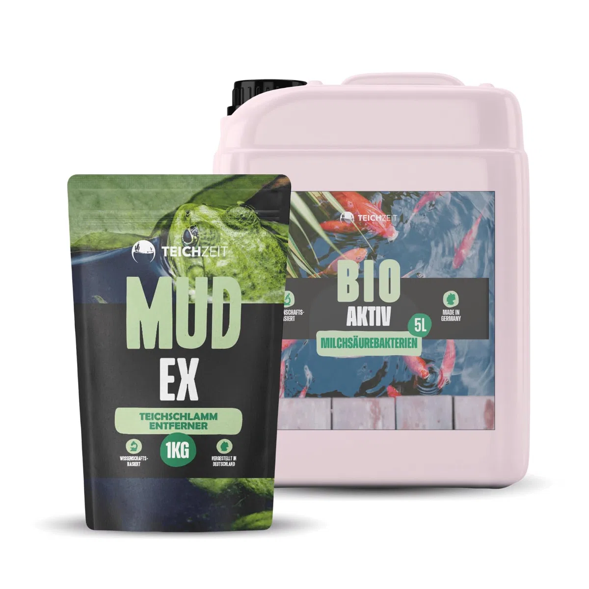Juego de eliminación de lodo de estanque orgánico, set de cuidado para estanques de jardín y estanque de peces, 1 removedor de lodo de estanque MudEx y 1 bacteria de ácido láctico bio activo