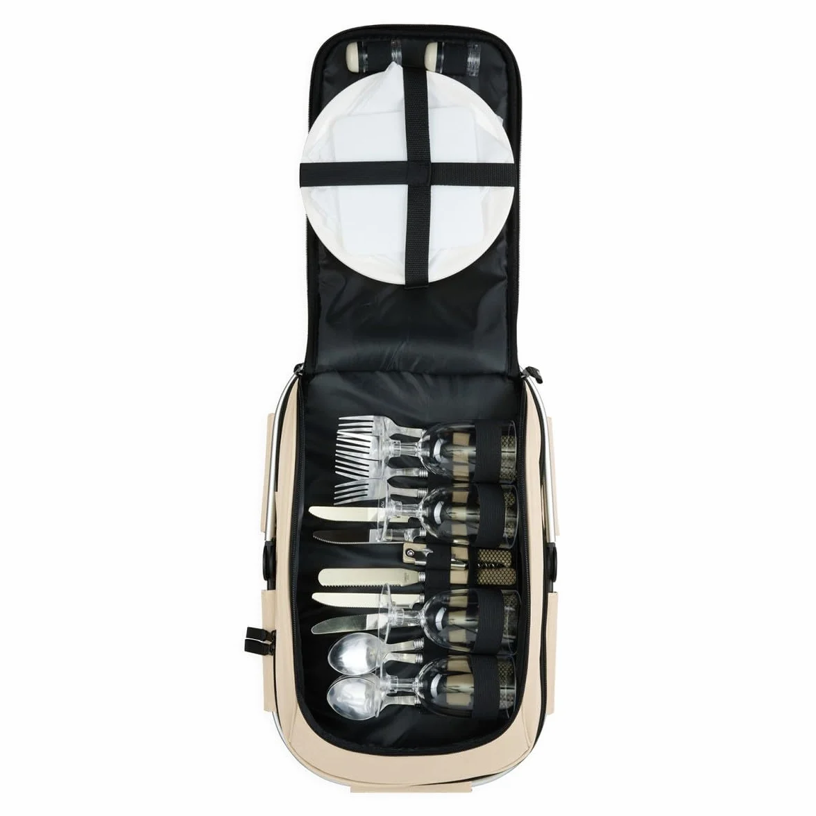 Livoo - Cesta de Picnic para 4 Personas SEP117C - 23L, 600D, 29 Accesorios incluidos, Color Beige