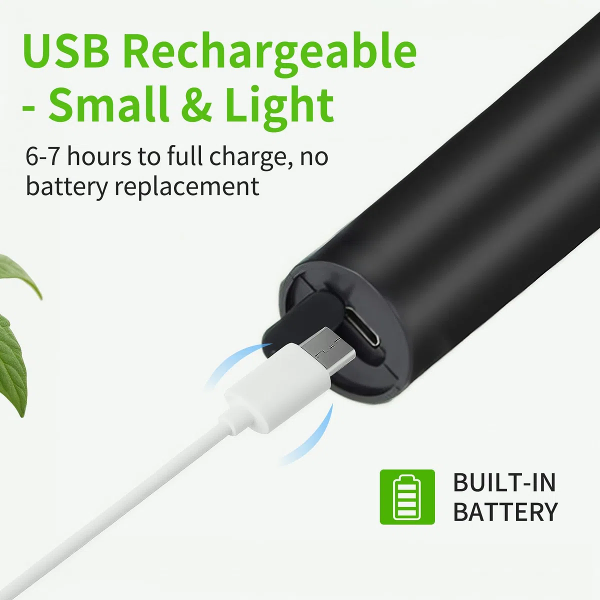 Herramienta de polinización de plantas, polinizador vibratorio recargable por USB para cultivos de invernadero como tomates y fresas