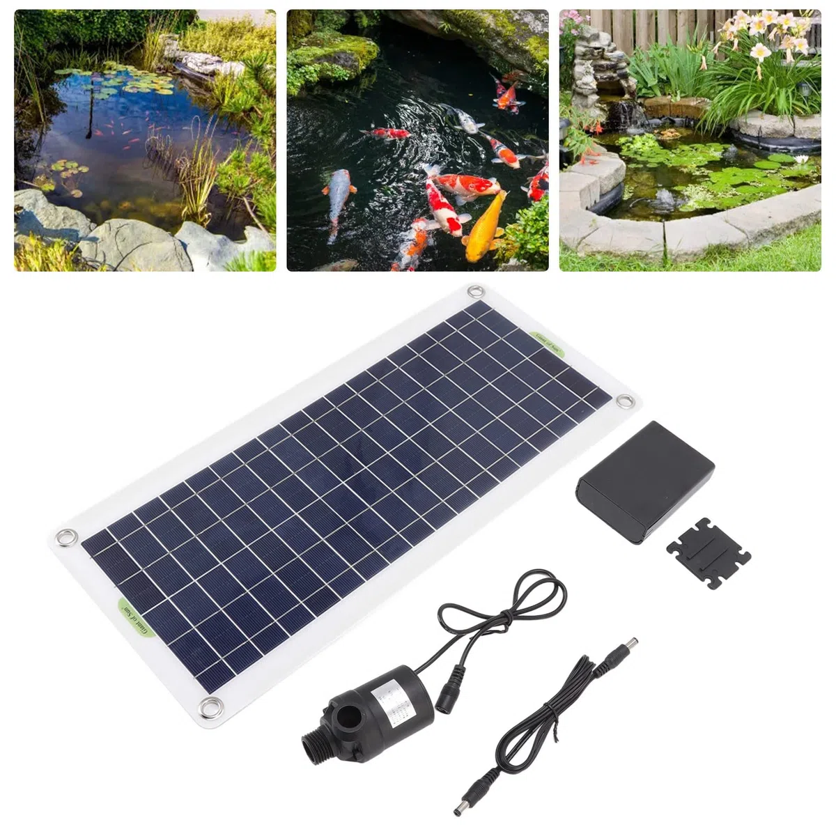 Kit de bomba de agua solar, 30W DC 12V Bomba de fuente de agua de energía solar, bomba agua de energía solar con panel solar para estanque peces estanque jardín cascada piscina