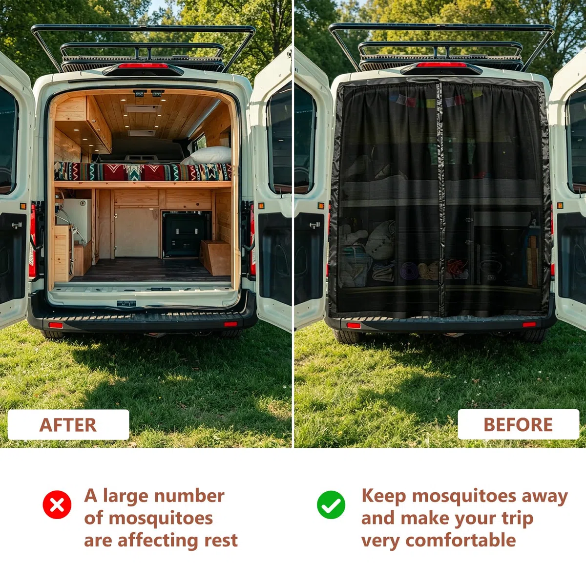 Mallas magnéticas contra insectos para furgonetas puerta lateral, mosquitera para Mercedes-Benz Vito, Ford Transit Custom, Opel/Vauxhall Vivaro camping protección solar para coche (200x170cm)