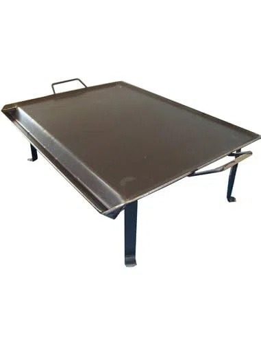 FPLUS Plancha de Acero 4 mm + 2 Asas Metal + Patas con Vertegrasas 50x33 cm