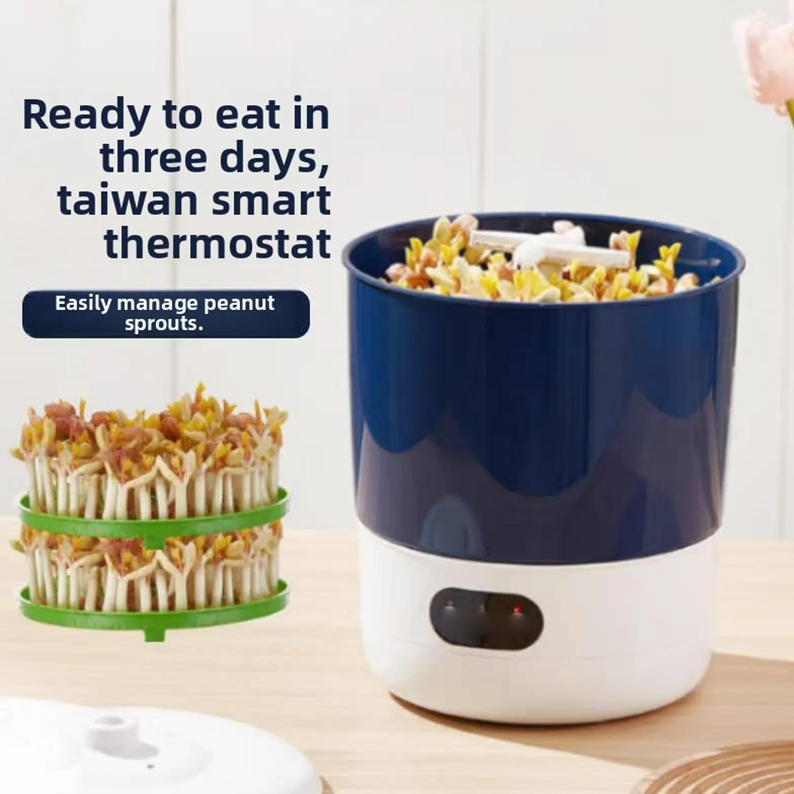 Qcwwy Máquina de Brotes de Frijol, de Pulverización Giratorio de 360 ​​grados Kits de Cultivo de Germinador de Semillas Diseño de Bloque de Luz Fabricante de Brotes Circulación (Normativa europea