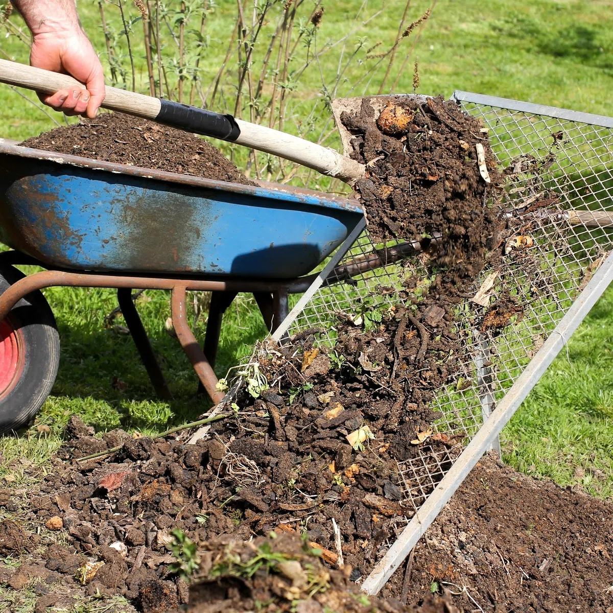 Relaxdays Cribadora Tierra, 100x60 cm, Criba Jardín, Metal Galvanizado, Malla de 15 x 30 mm, Tamiz Abono, Plateado