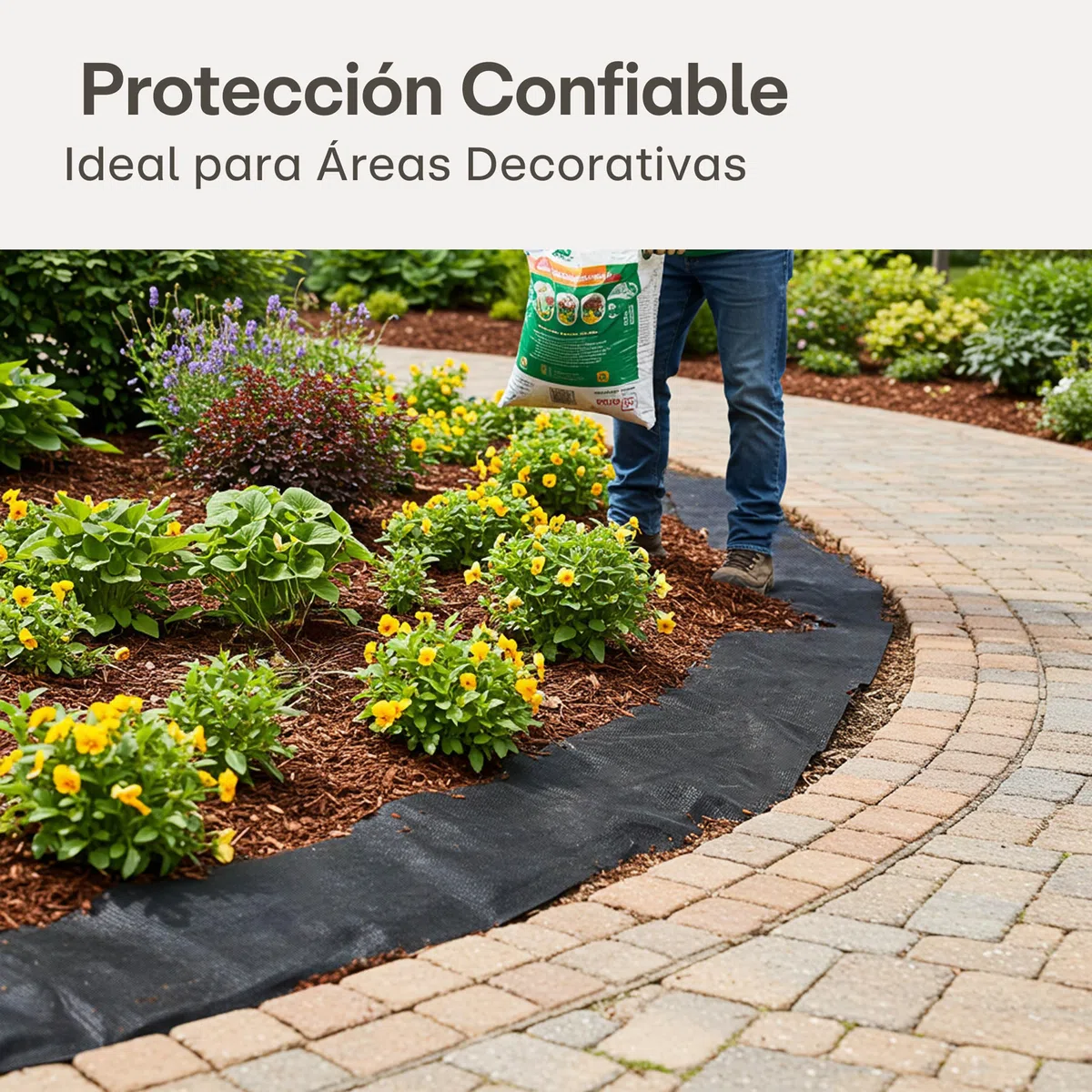 Praknu Malla Antihierbas Geotextil 150g/m² con 12 Anclajes – Extra Resistente & Antidesgarros – 25m² Malla para Mulching & Control de Maleza – Ideal para Caminos, Grava & Jardines de Piedra