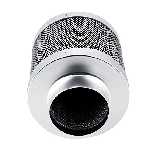 Dioche Filtro de carbón activado antiolor de acero inoxidable, 4 pulgadas, 200 mm, filtro de aire de escape para cultivo de plantas hidropónicas, para eliminar el polvo en el aire