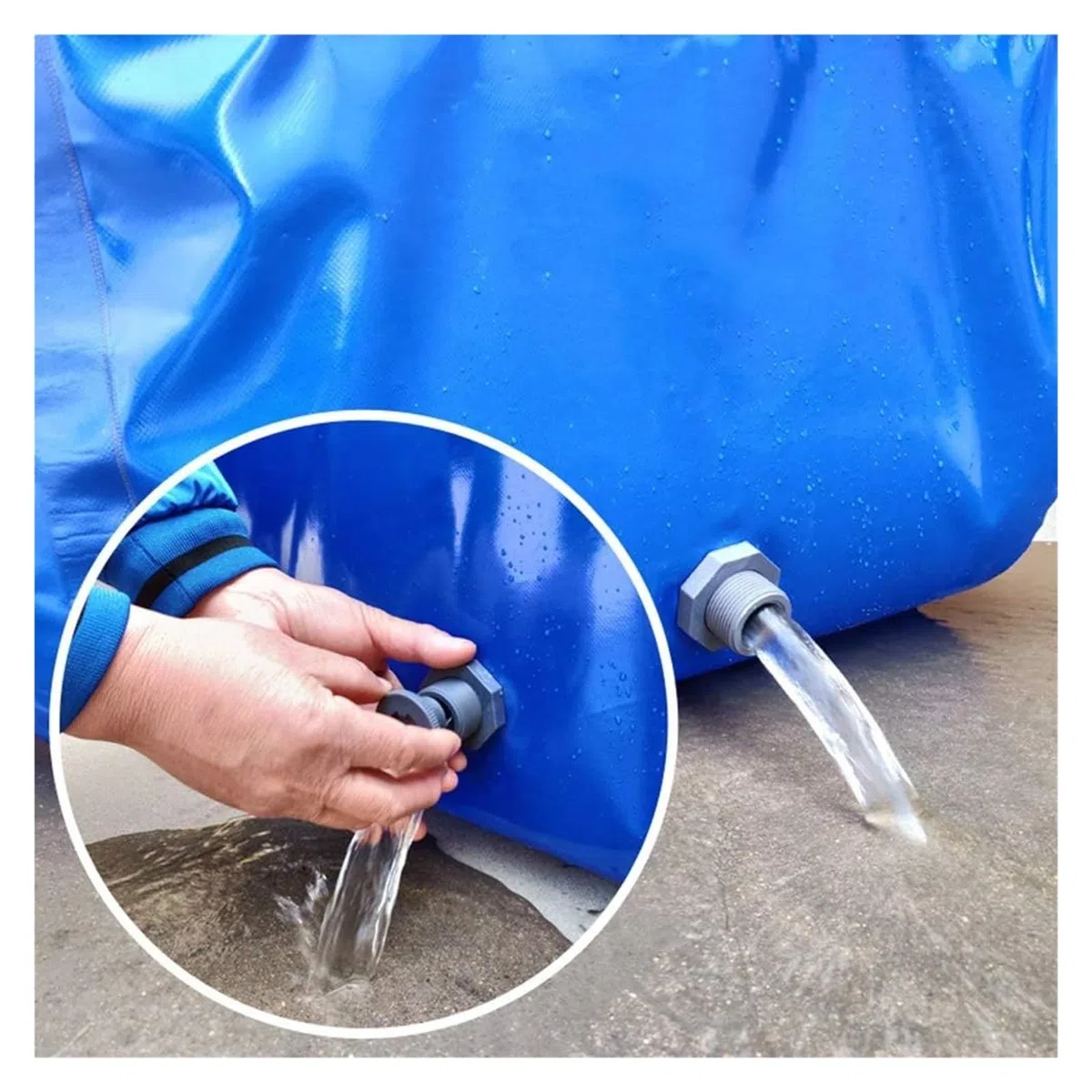 Estanque de jardín, Estanque Plegable para Peces, Tanque Temporal de Lona Impermeable, Piscina de Almacenamiento de Agua con Lona Resistente de 0,5 mm para Peces de Agua Salada, Tortugas koi con DREN