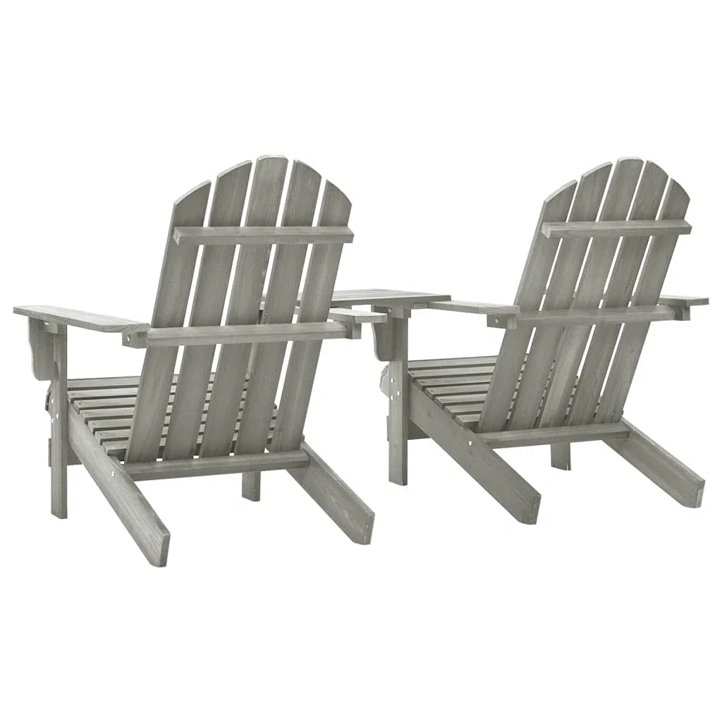 Genérico Sillas Adirondack de jardín y mesita Madera Maciza Abeto Gris,Mobiliario,Muebles de jardín,Asientos de Exterior,Sillas de jardín,Gris,22 kg,310068
