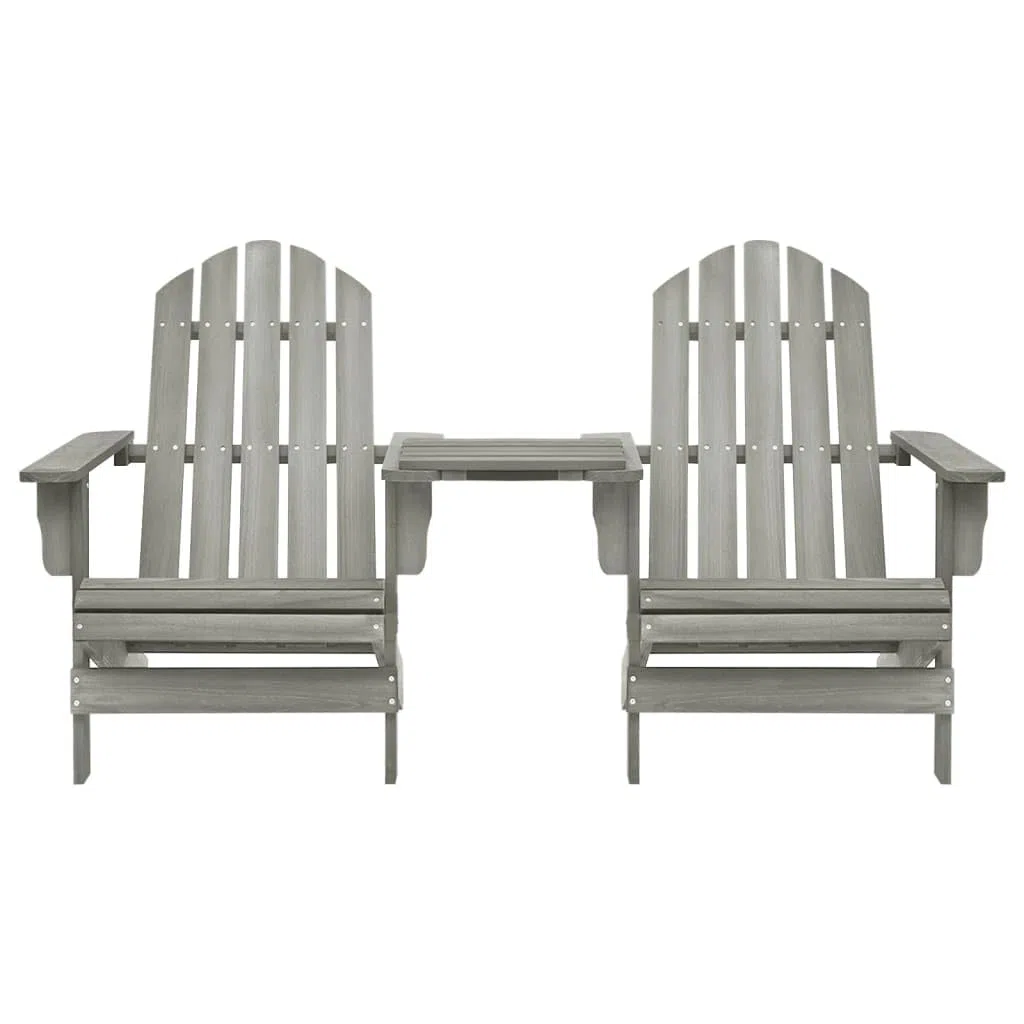 Genérico Sillas Adirondack de jardín y mesita Madera Maciza Abeto Gris,Mobiliario,Muebles de jardín,Asientos de Exterior,Sillas de jardín,Gris,22 kg,310068