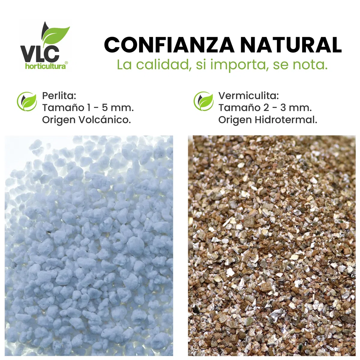 Pack Perlita + Vermiculita VLC Horticultura | Mejora Aireación y Retención de Humedad del Sustrato | Ideal para Semilleros, Macetas y Trasplantes | Minerales Naturales para Jardinería (100+100L)