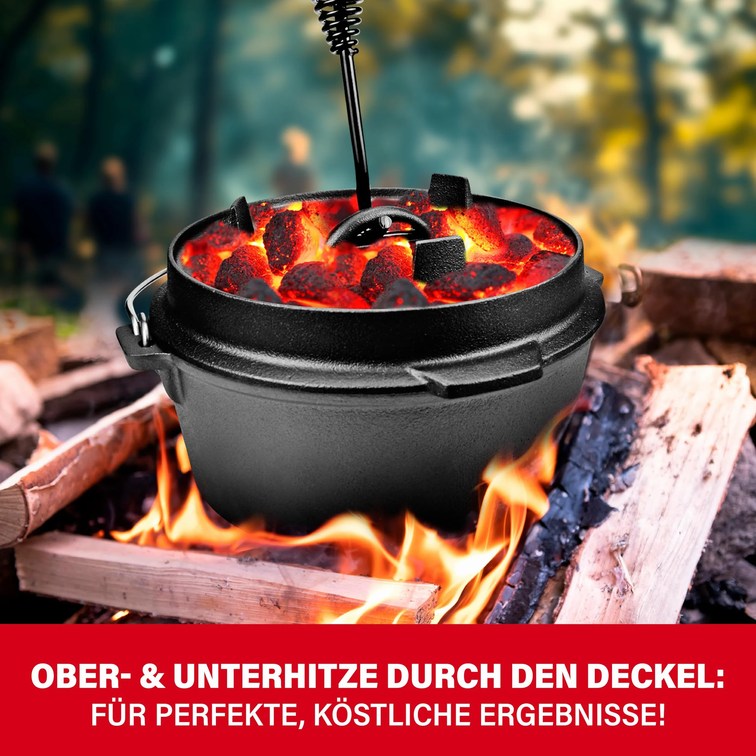 BBQ Boss - Horno holandés (5 L de capacidad), hierro fundido, olla de hierro fundido, cast iron
