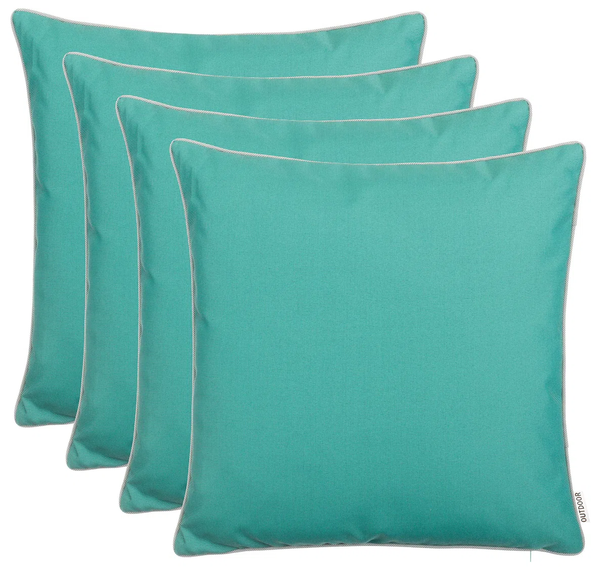 Set de 4 Cojines de exterior Brandsseller 45x45 cm – Cojines decorativos impermeables con Ribete – Resistentes a la intemperie para Jardín, Sofá, Balcón y Terraza – Turquesa