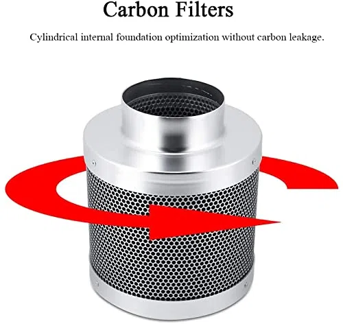 Dioche Filtro de carbón activado antiolor de acero inoxidable, 4 pulgadas, 200 mm, filtro de aire de escape para cultivo de plantas hidropónicas, para eliminar el polvo en el aire