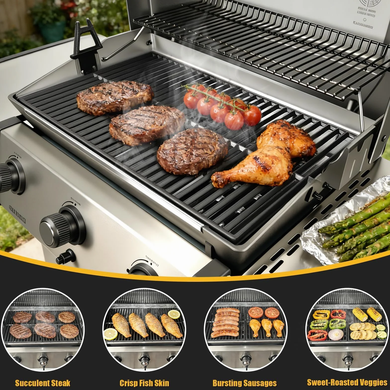 GFTIME Parrilla de hierro fundido para BroilKing Signet 320, 340, 390, 38 x 64,6 cm, 2 unidades