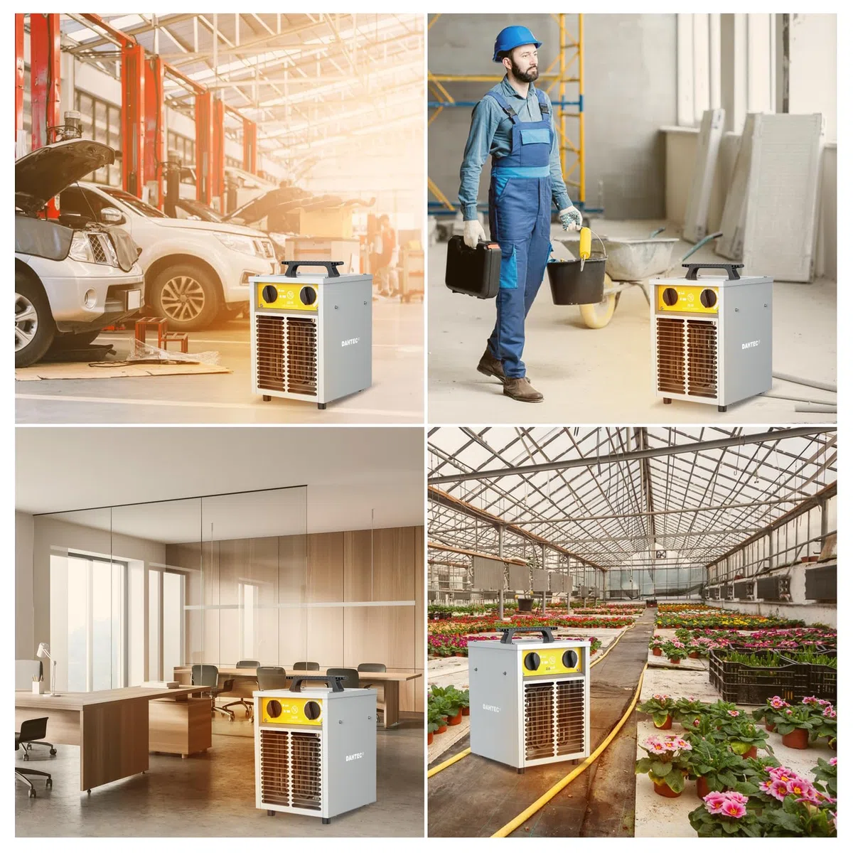Calefactor Eléctrico 3000W Potenciado - Calentador Portátiles Industriales - Termostato y Protección contra Sobrecalentamiento - Apto para Construcción, Garaje e Invernadero