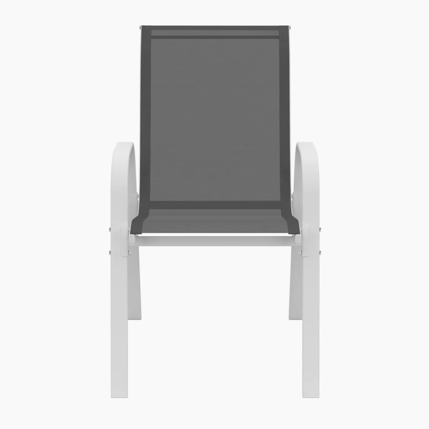 IDMarket - Juego de 4 sillas de jardín LYMA de metal y textileno apilables blanco y gris