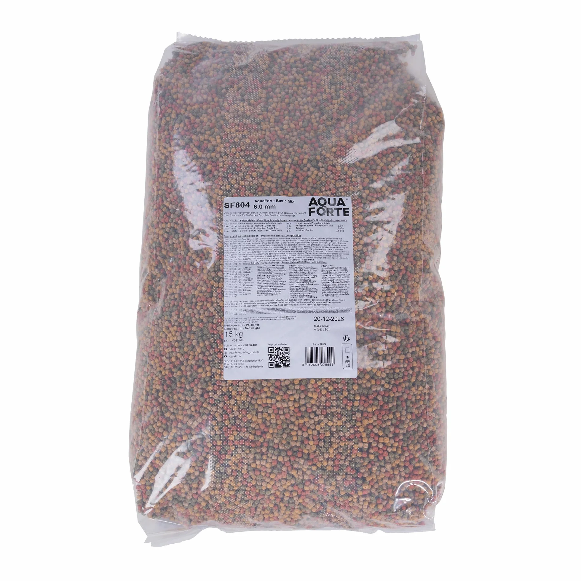 AquaForte Alimento Flotante para Peces Ornamentales, 15 kg, Gránulos Medianos 6 mm, Mezcla de 4 Tipos