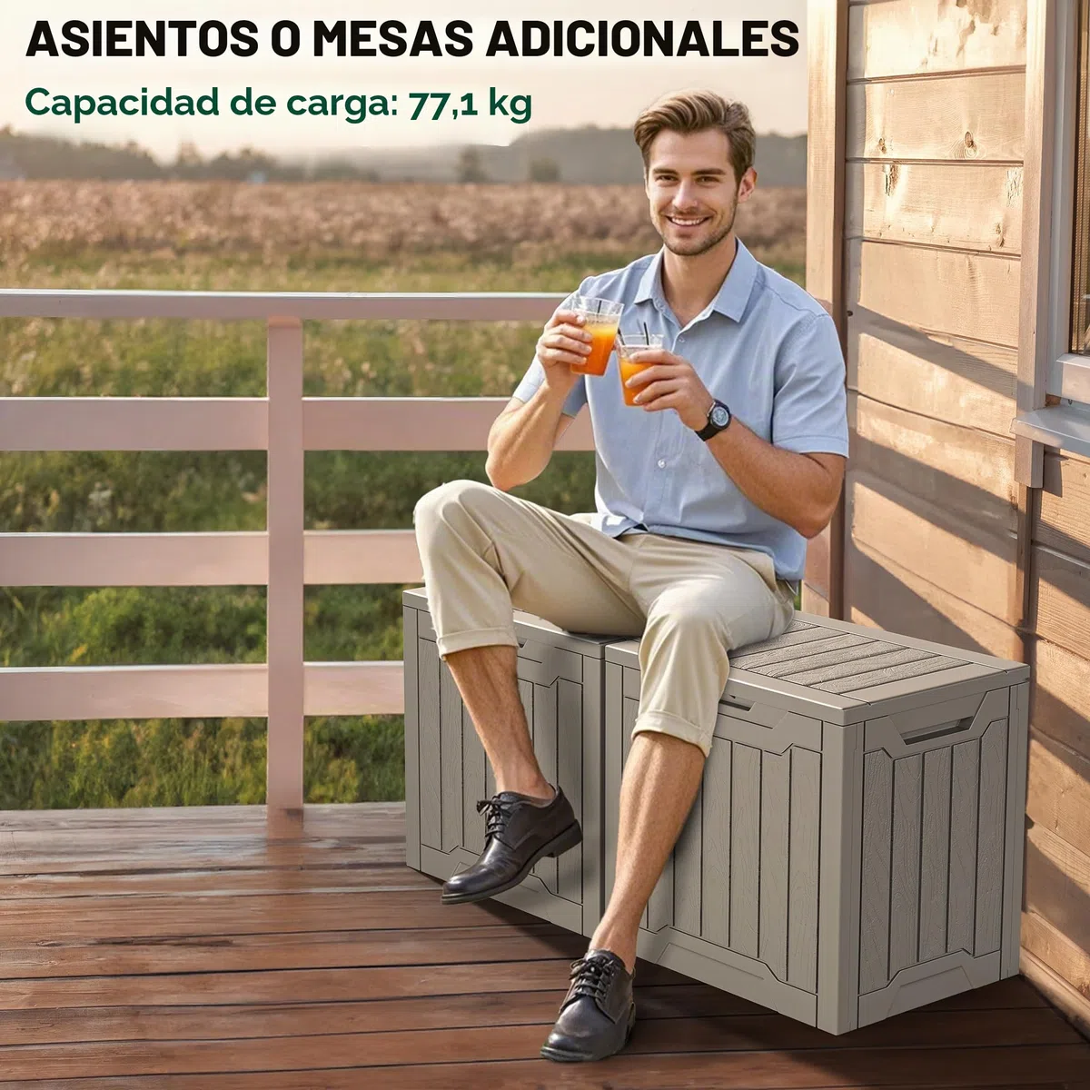 YITAHOME Caja de almacenamiento de resina para exteriores, 31 galones, resistente al agua, caja de almacenamiento para exteriores, para almohadas, equipo de jardín, con cerradura segura, marrón claro