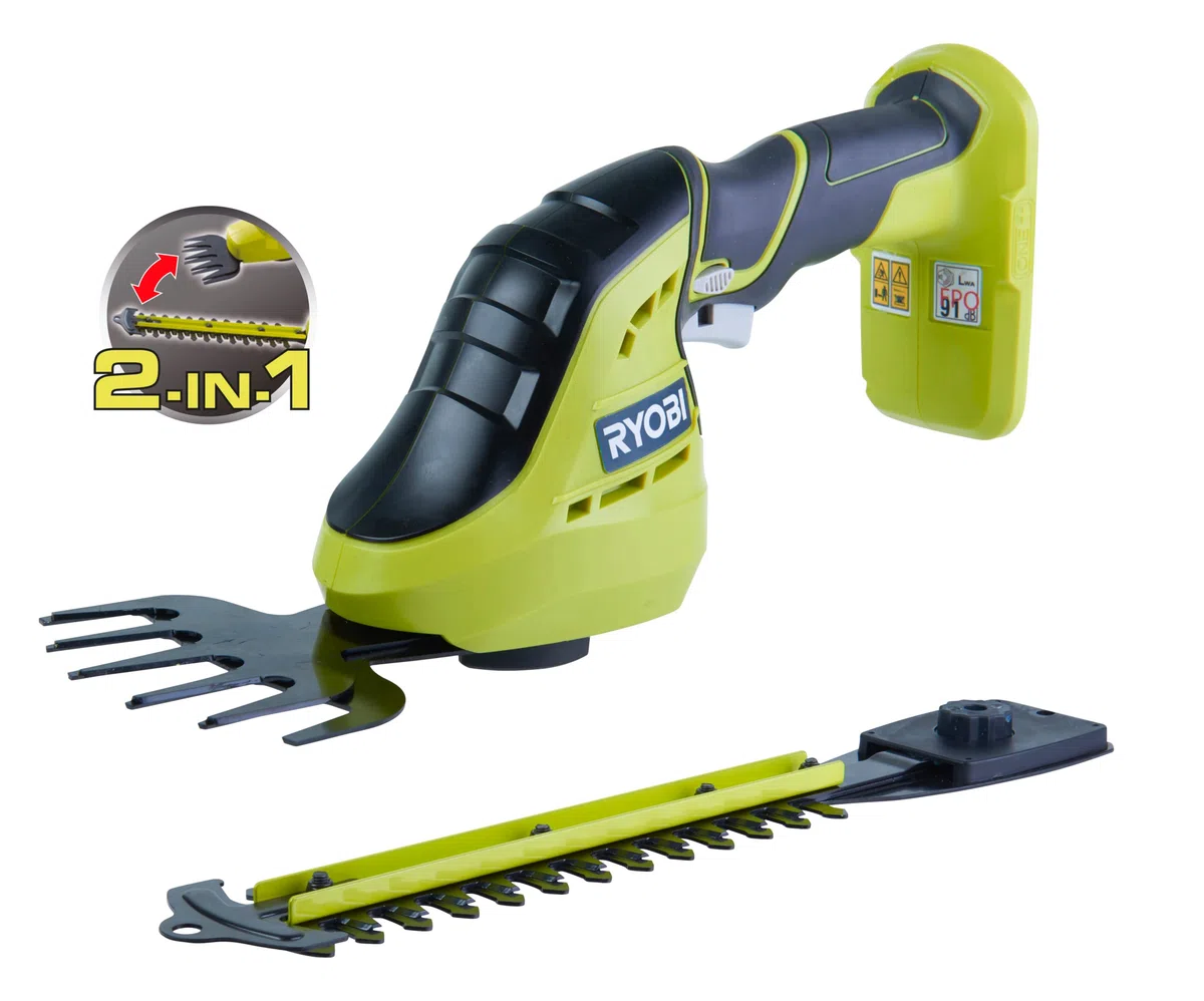 RYOBI - Recortadora de Césped y Plantas Eléctrica a Batería 18V ONE+ - Para el Cuidado y el Corte de Plantas y Arbustos - Gran Comodidad de Trabajo - OGS1822