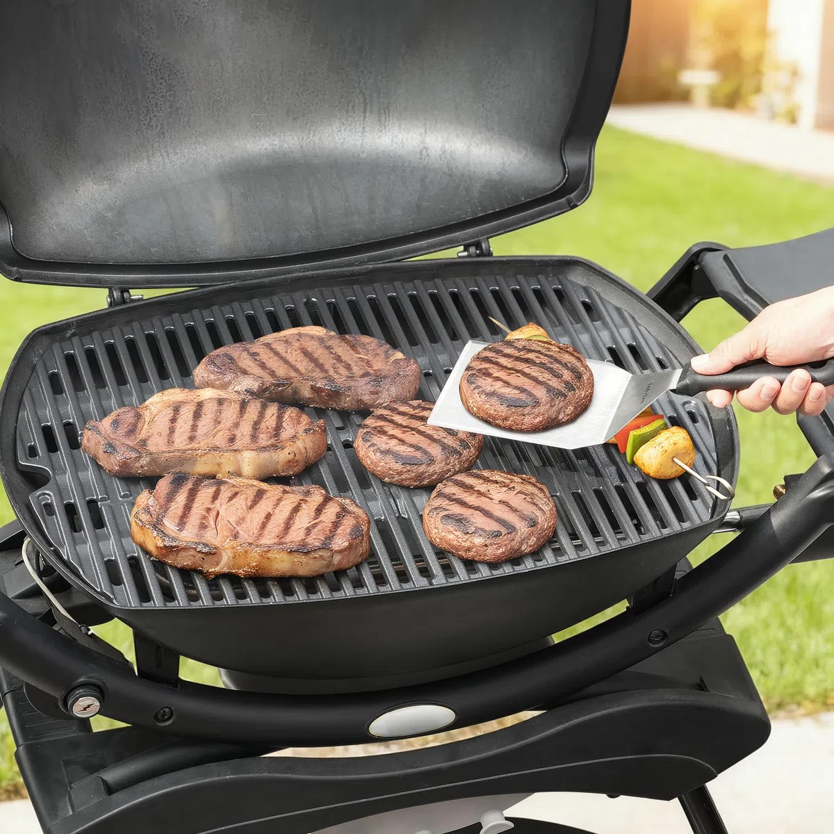 onlyfire Rejillas de cocción de Hierro Fundido para Weber Q200, Q220, Q240, Q2000, Q2200, Q2400 Parrilla de Gas -Weber 7645 Accesorio de Barbacoa - Juego de 2