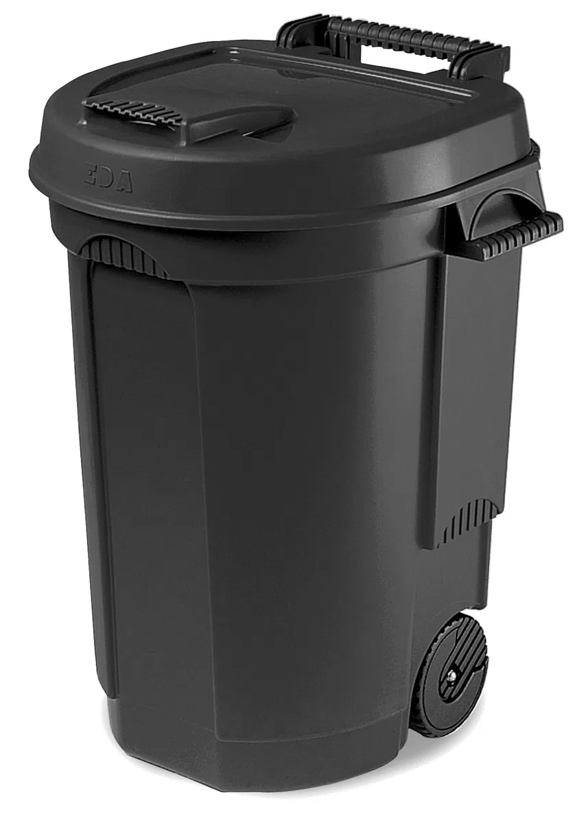 EDA 010633 - Cubo Basura con Ruedas 110 l, Color Negro