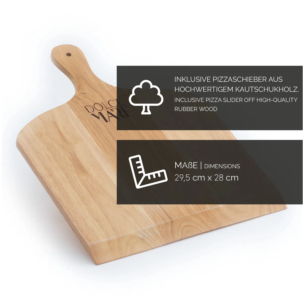 Juego de piedra para pizza, pala de madera & cortador para pizza - Piedra de cordierita de alta calidad para horno y parrilla - Piedra para hornear pizza crujiente al estilo italiano