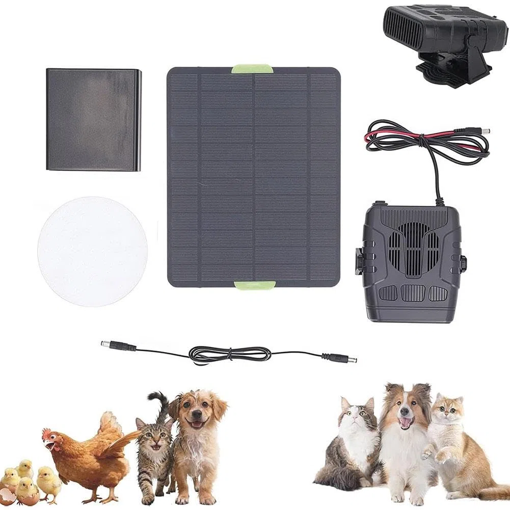 Calentador solar para invernadero, calentador de gallinero alimentado por energía solar para invierno, calentadores de panel con energía solar con protección contra sobrecalentamiento para pollo