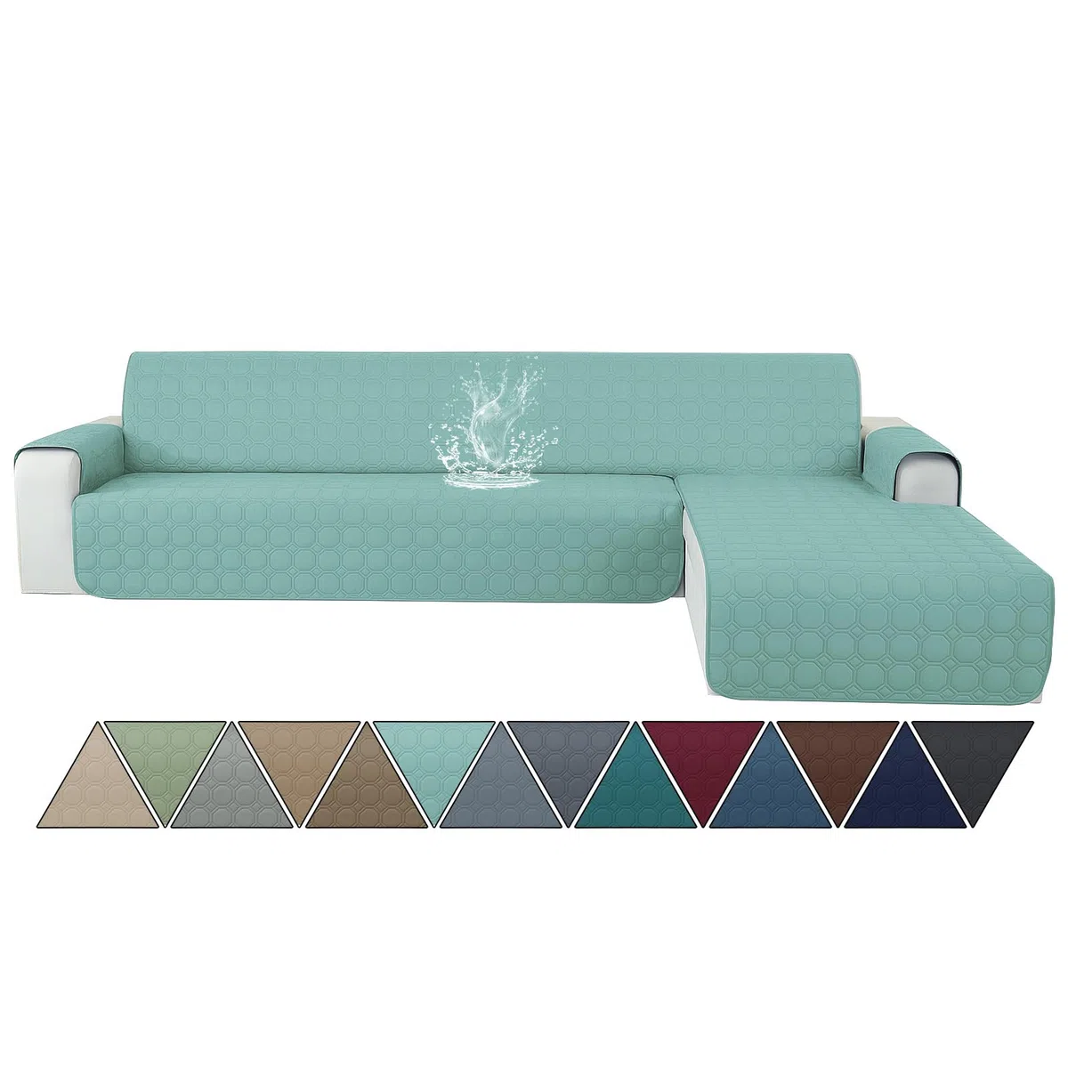 Ystyle Fundas para Sofa Chaise Longue 2 Plazas Impermeable, Fundas Sofa Chaise Longue Izquierda/Derecha Universal Reversible, Protector de Muebles Antideslizante y Antimanchas, Azul Clearwater