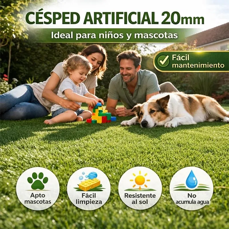 Pavimentos Arquiservi - Césped Artificial Forever Basic 20mm - Rollo 1x5m (5m²) - Realismo y Confort para Jardín, Terraza, Piscinas y Balcones