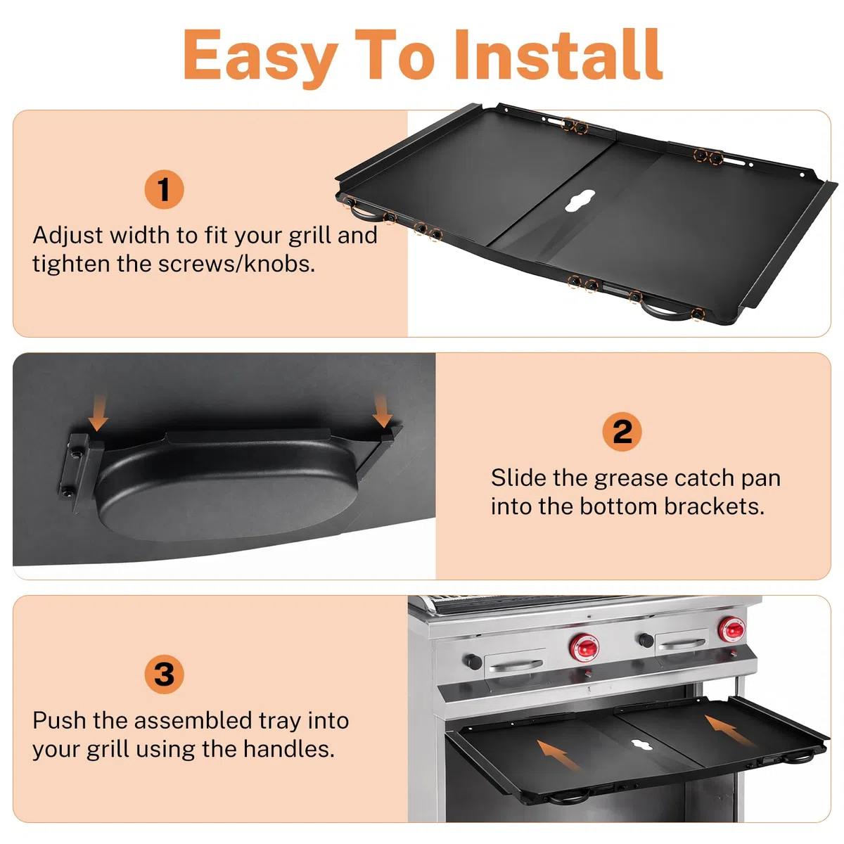 Bandeja colectora de grasa de repuesto para parrilla de gas, bandeja de grasa universal de 24 a 30 pulgadas de largo y 15,5 pulgadas de ancho, para quemadores de 3/4/5, bandeja de goteo