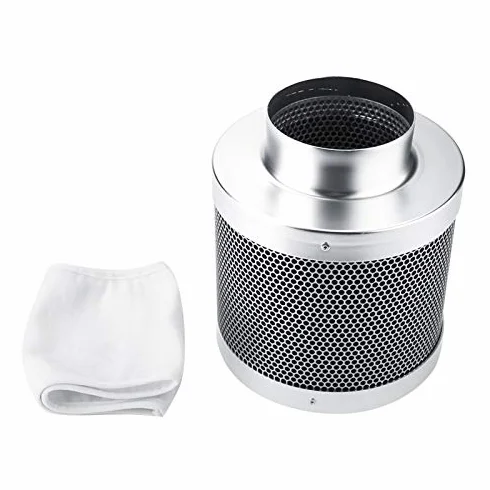 Dioche Filtro de carbón activado antiolor de acero inoxidable, 4 pulgadas, 200 mm, filtro de aire de escape para cultivo de plantas hidropónicas, para eliminar el polvo en el aire
