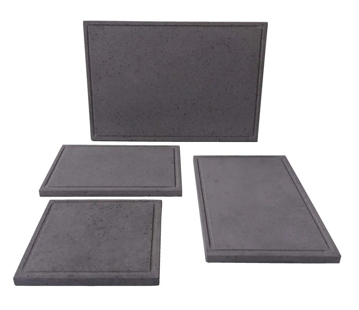 FONDERIA BONGIOVANNI - Placa rectangular de piedra de lava | Piedra para cocinar y barbacoa | 50x30 cm | Piedra natural dietética | Gris