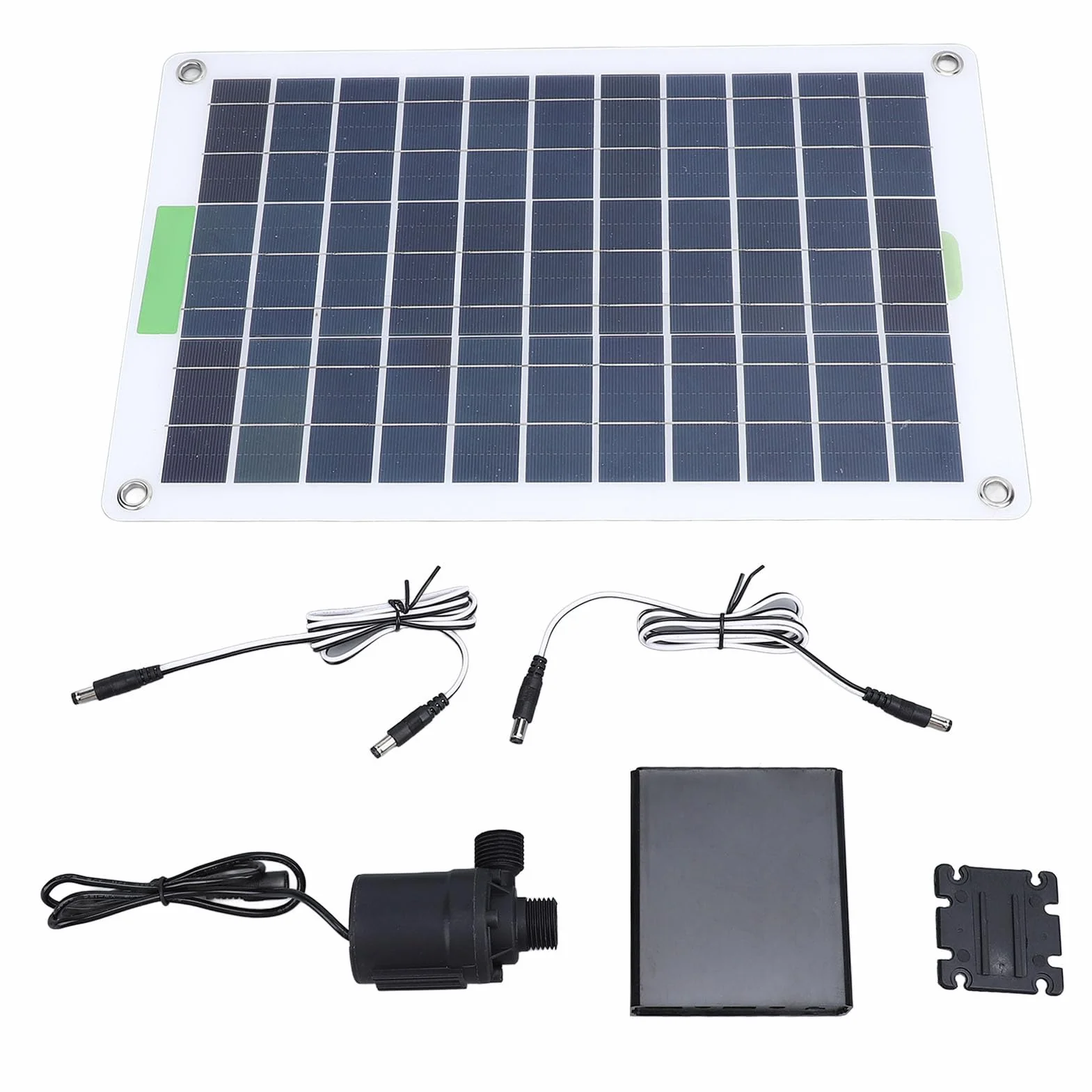 Buachois Bomba de Agua Solar de 100W, 42 x 27cm 800L/H Fuente Bomba de Silicio Monocristalino con 12V Panel de 5M Altura y Caja de Almacenamiento de Energía Bajo Ruido Cabezal para Jardín Piscina