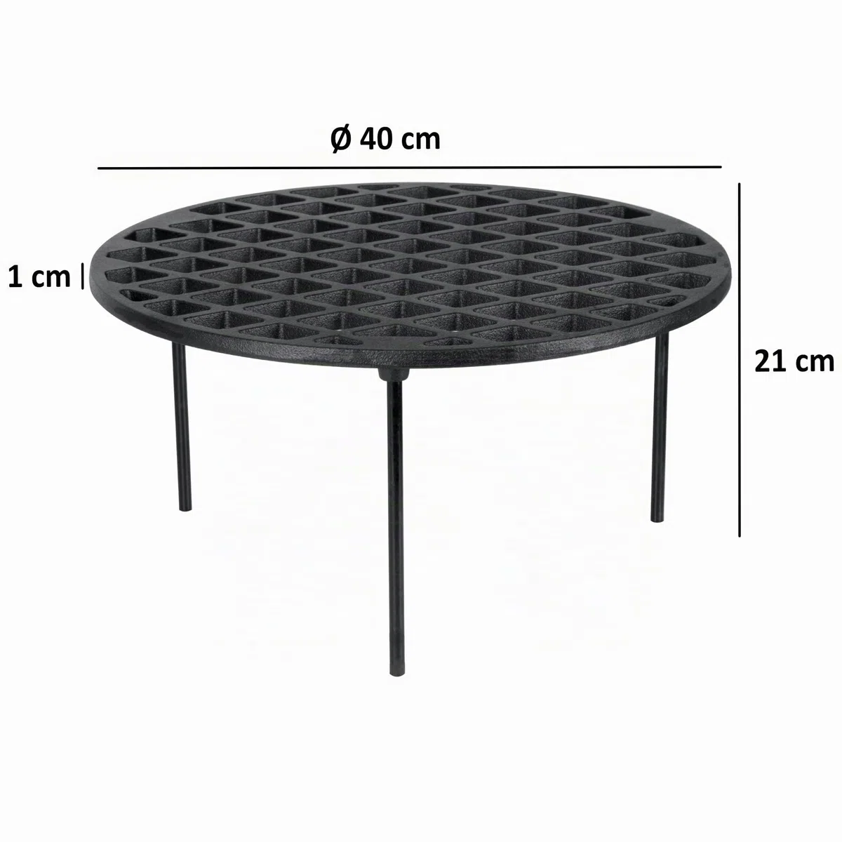 BBQ-Toro Rejilla Grill Redonda de Hierro Fundido con 3 Patas | Ø 40 cm | Parrilla de Hierro Fundido | Soporte, Trébede para Horno Holandés | Parrilla para Asado Barbacoa Fuego Brasas Leña Carbón