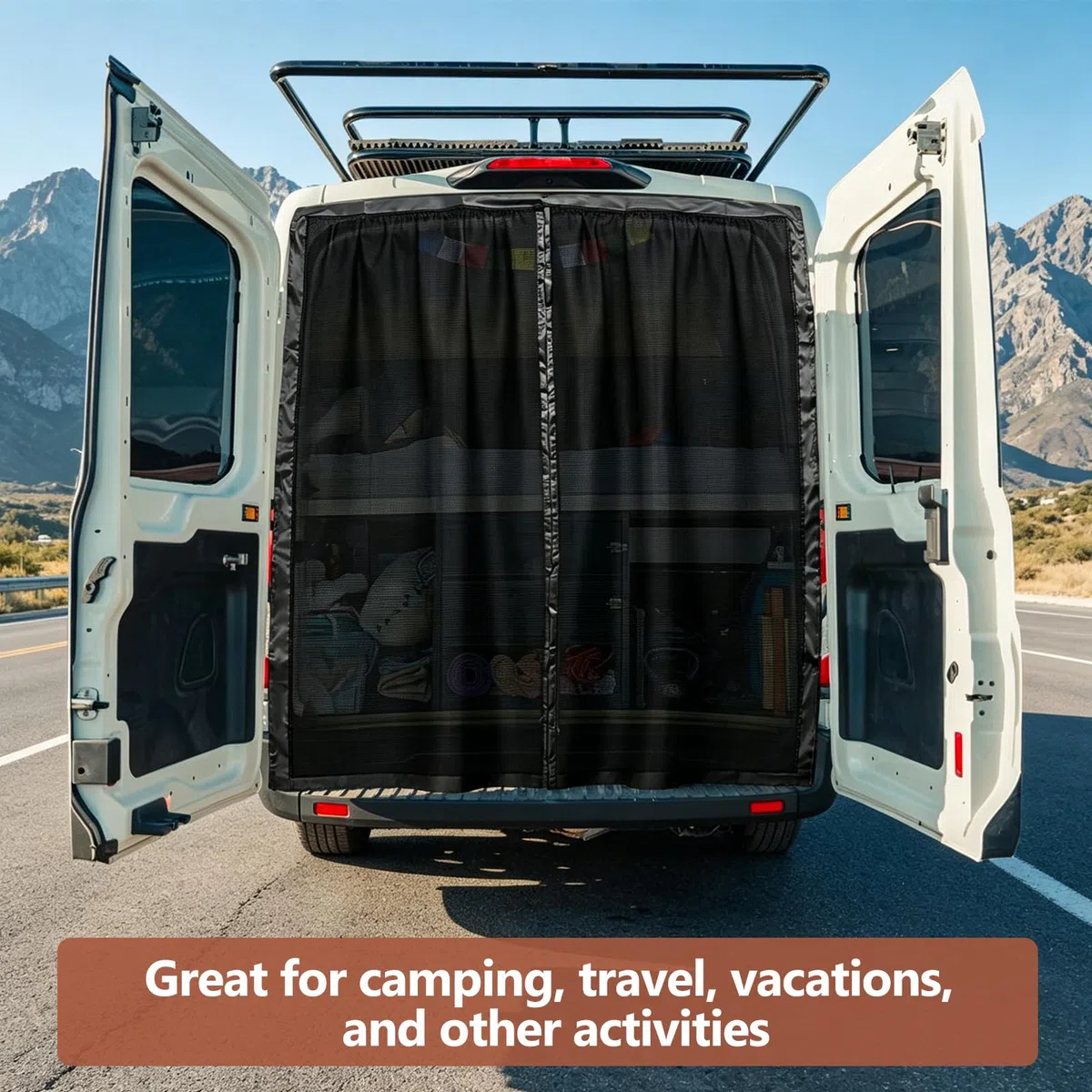 Mallas magnéticas contra insectos para furgonetas puerta lateral, mosquitera para Mercedes-Benz Vito, Ford Transit Custom, Opel/Vauxhall Vivaro camping protección solar para coche (200x170cm)