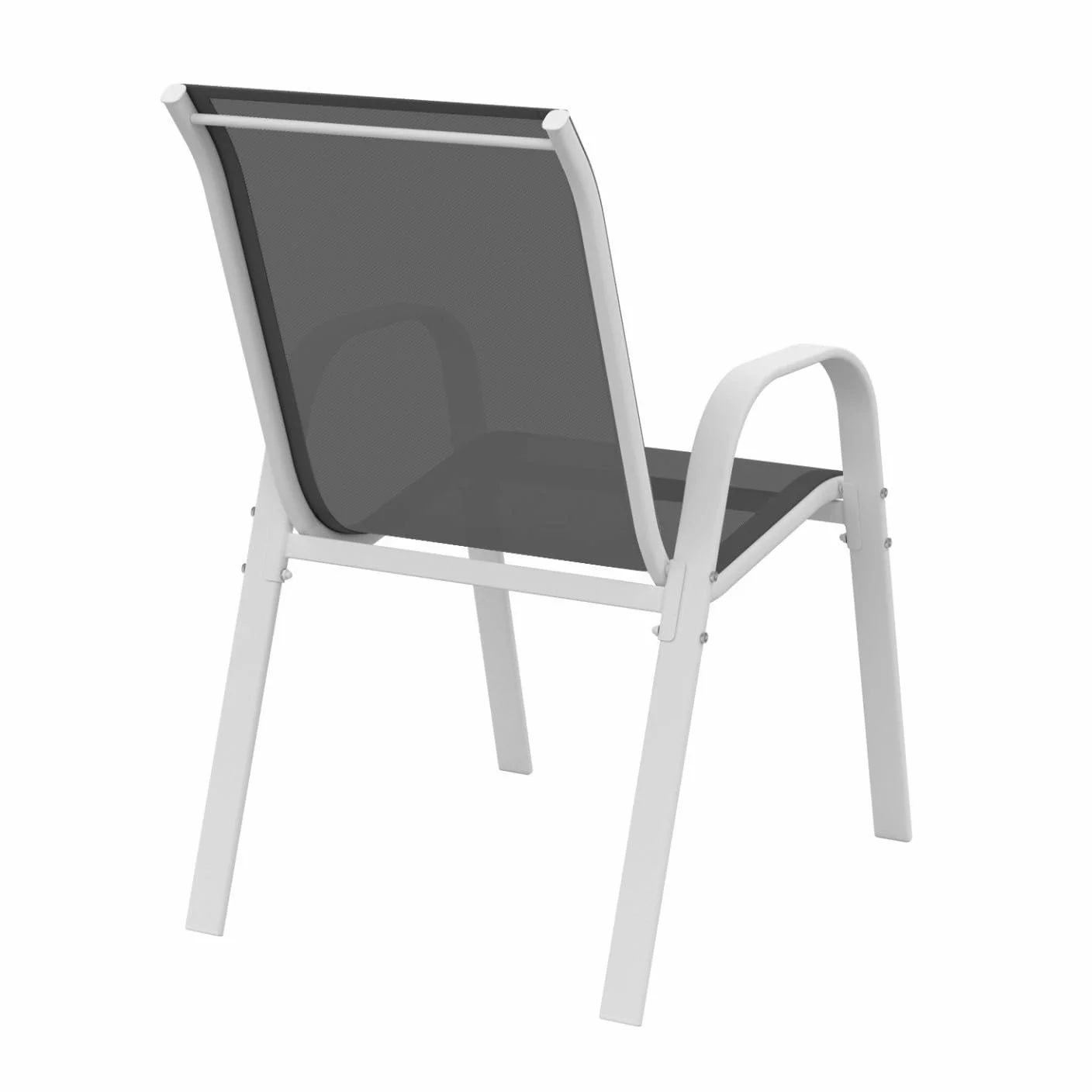 IDMarket - Juego de 4 sillas de jardín LYMA de metal y textileno apilables blanco y gris