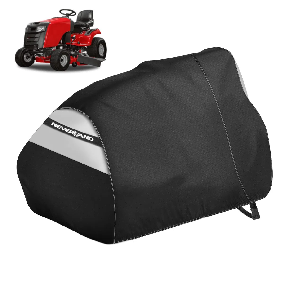 NEVERLAND Funda para cortacésped, ajuste universal, 72 x 54 x 46 pulgadas, cubierta impermeable y resistente al viento para tractor con hebillas y correas, poliuretano Oxford resistente para