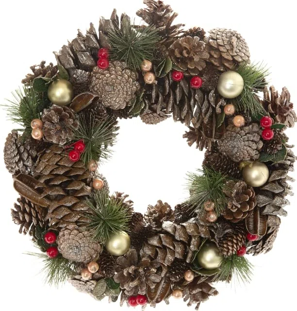 Corona de Navidad Seca y Preservada - Diámetro 34cm