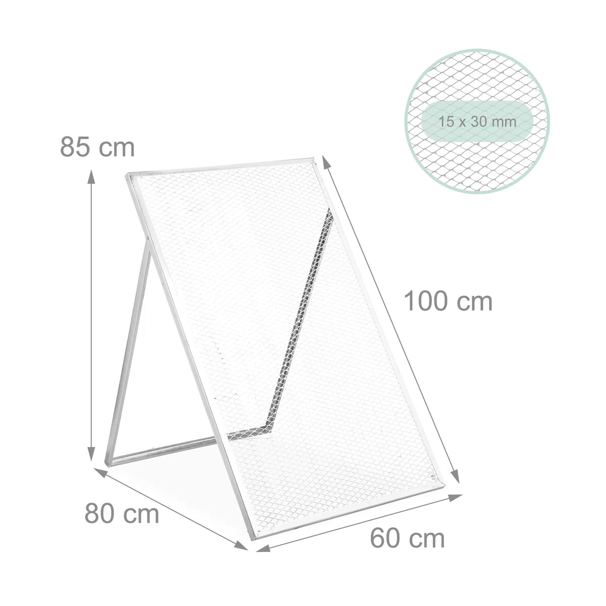 Relaxdays Cribadora Tierra, 100x60 cm, Criba Jardín, Metal Galvanizado, Malla de 15 x 30 mm, Tamiz Abono, Plateado