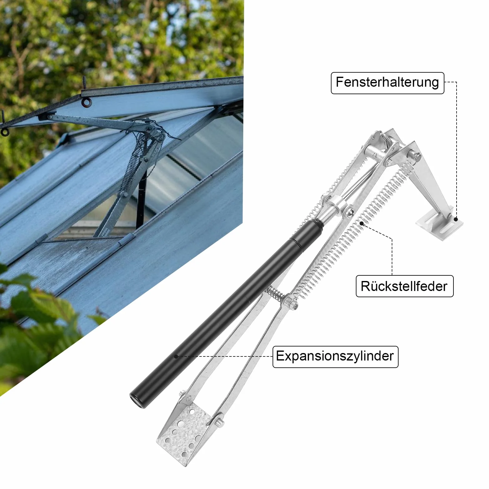 Gimisgu 1 abridor de ventanas de invernadero, capacidad de elevación de hasta 14 kg, abridor automático de ventanas para invernadero, altura de elevación de 45 cm, abridor automático para todos los